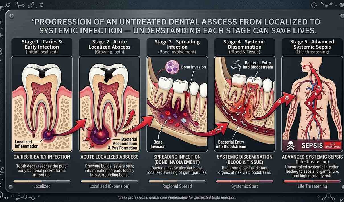 Dental Abscess Illustration / X-Ray Image